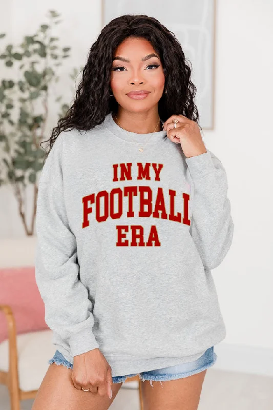 In My Football Era Gold Light Grey Oversized Graphic Sweatshirt