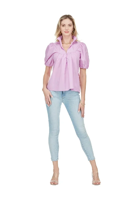 Cotton Puff Sleeve Yoke Blouse