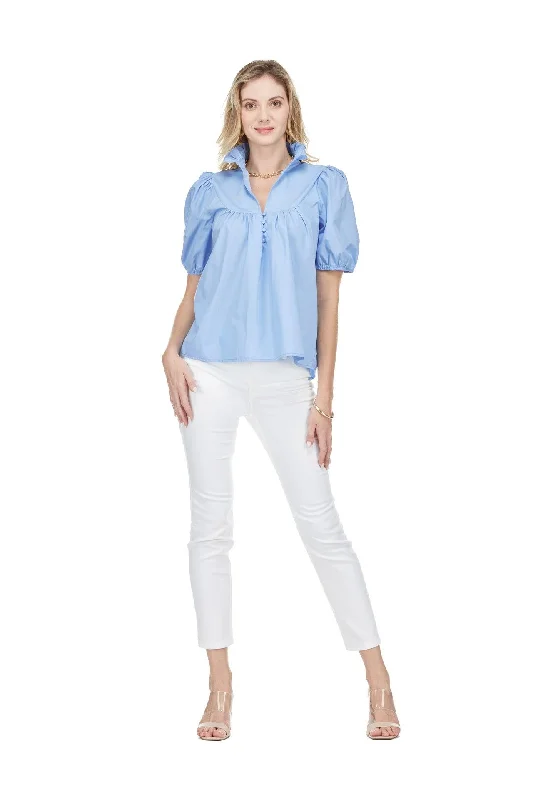 Cotton Puff Sleeve Yoke Blouse