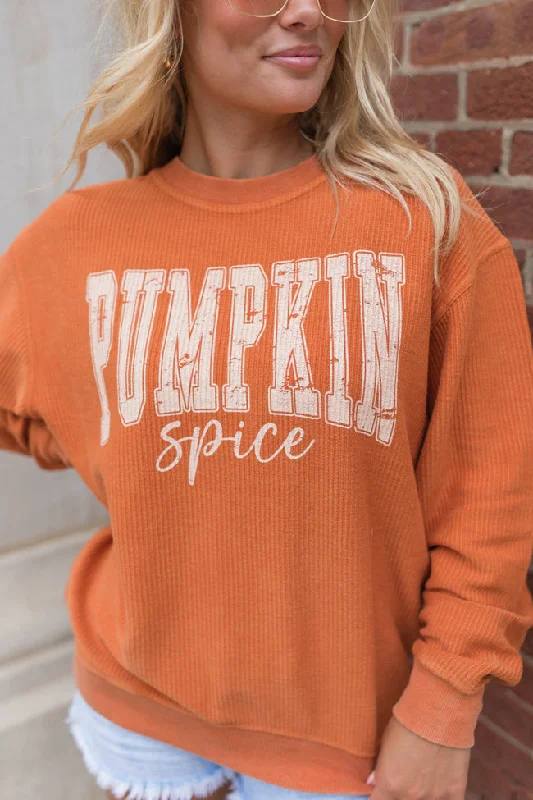 Pumpkin Spice Rust Corded Graphic Sweatshirt