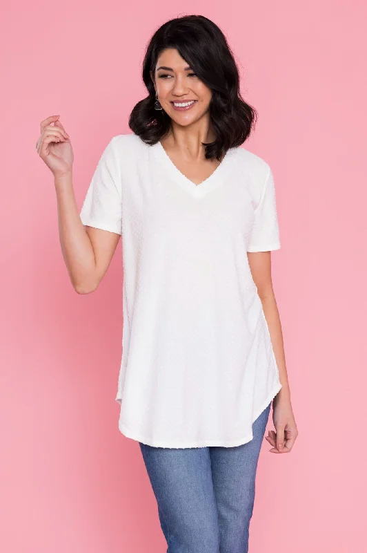 A Little Swiss Dot & Cheer V-Neck Top