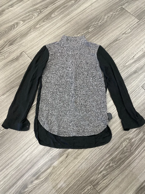 Blouse Long Sleeve By Loft In Black & Grey, Size: Xs