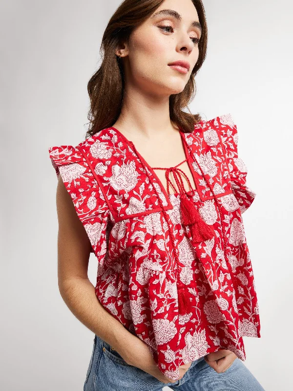 Chelsea Top in Red Zinnia