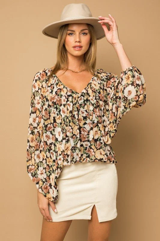 Floral Shirring Top