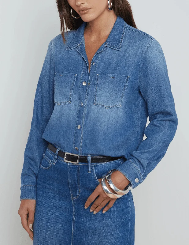 L'Agence Isla Long Sleeve Denim Shirt