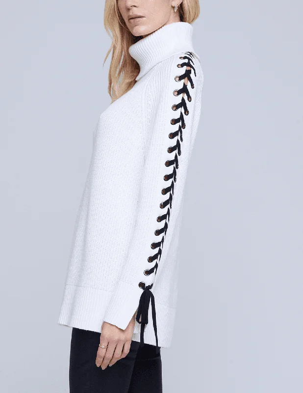 L'Agence Nola Lace Up Turtleneck Sweater