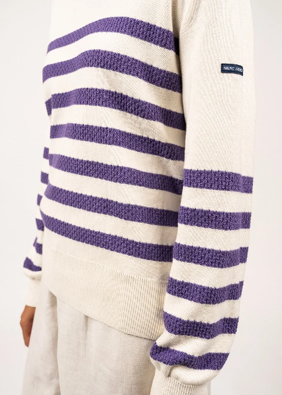 LANESTER - Striped Cotton and Wool Sweater for Women (IVORY / PURPLE)