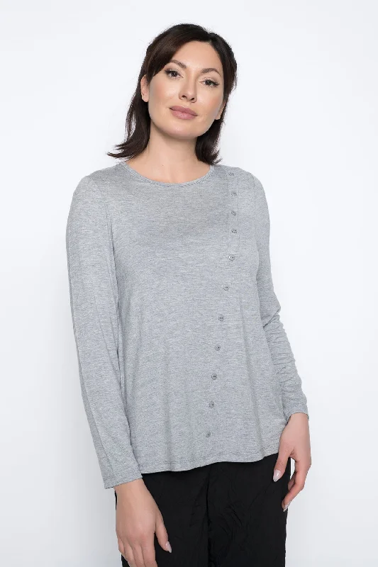 Long Sleeve Button-Trim Top