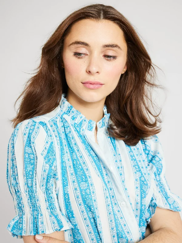 Marnie Top in Aqua Jaipur Stripe