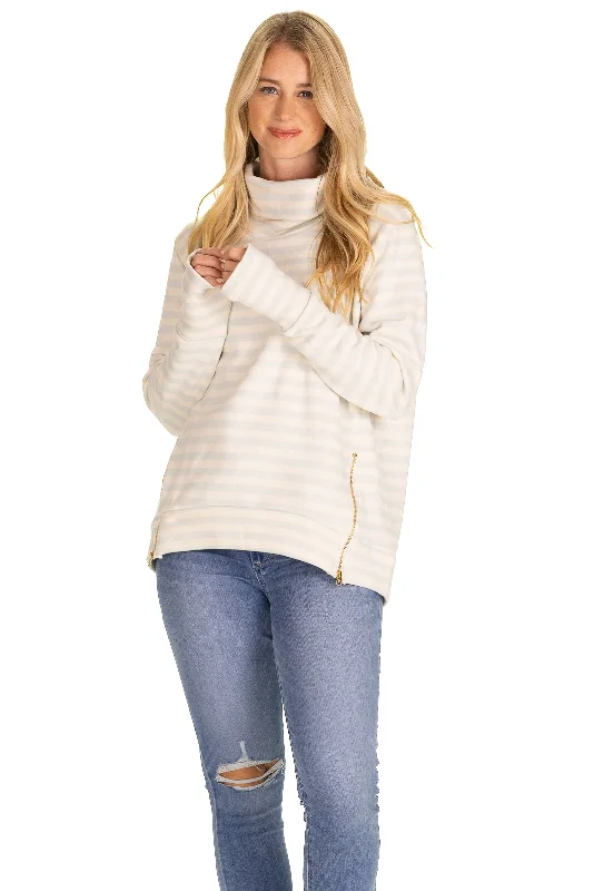 Minley Pullover In Light Blue & Cream Stripe