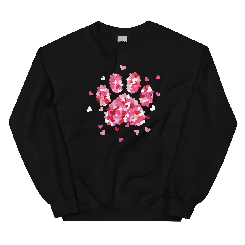 Pink Paw Print of Hearts Crewneck Sweatshirt