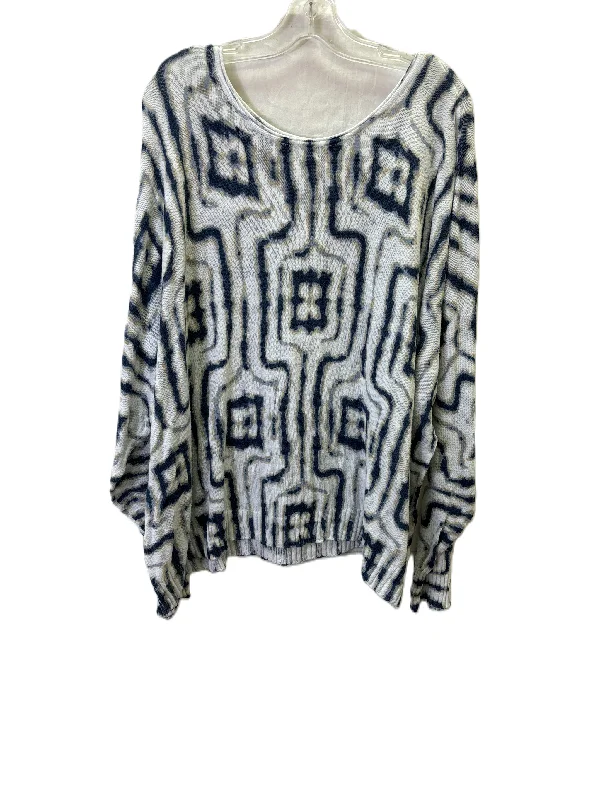 Sweater By Nic + Zoe In Blue & White, Size: 3x