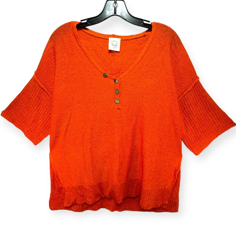 Sweater Short Sleeve By Fantastic Fawn In Orange, Size: S