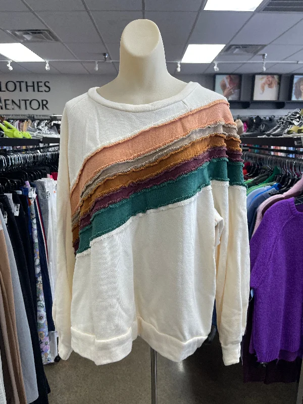 Sweatshirt Crewneck By Clothes Mentor In Cream, Size: L