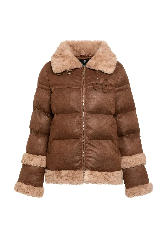 Ripple Puffer Jacket | Truffle Brown