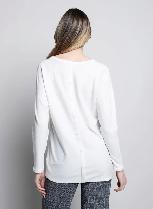 V-Neck Top With Button Trim