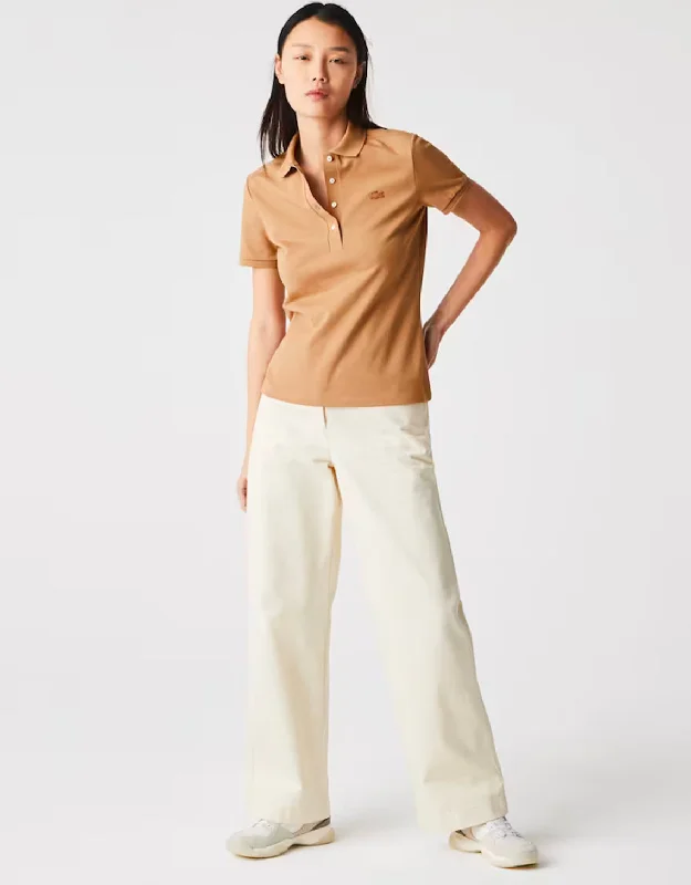 Women's Slim Fit Stretch Cotton Piqué Polo Beige