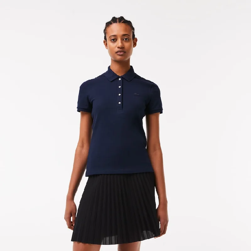 WOMEN'S STRETCH COTTON PIQUE POLO NAVY BLUE