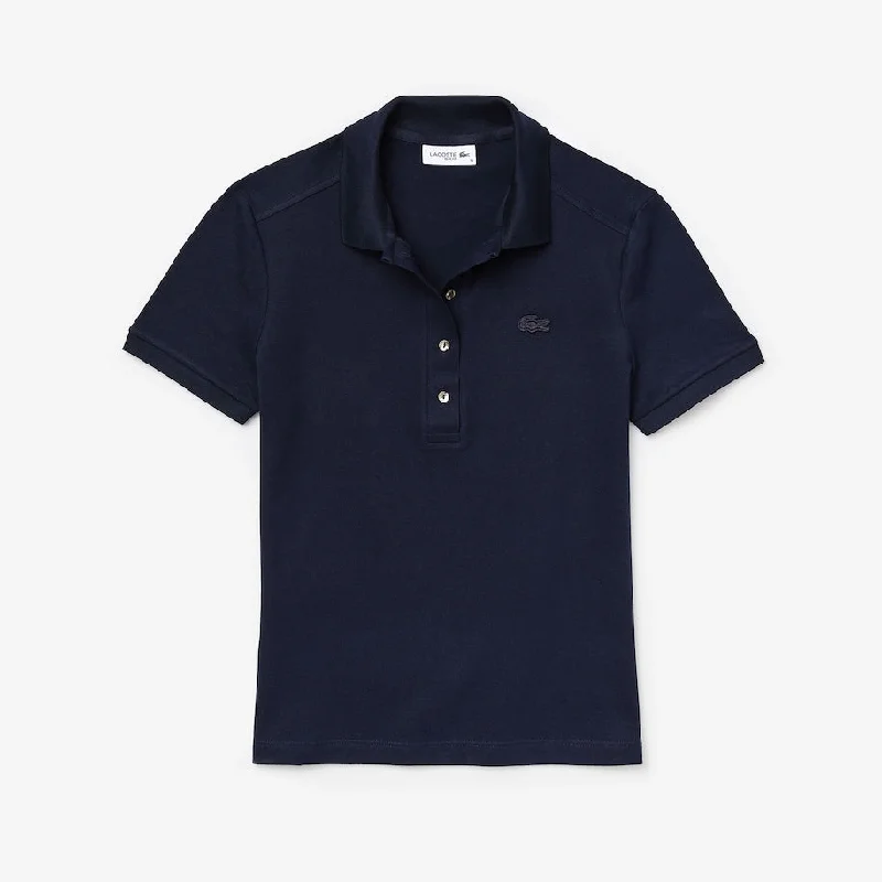 WOMEN'S STRETCH COTTON PIQUE POLO NAVY BLUE