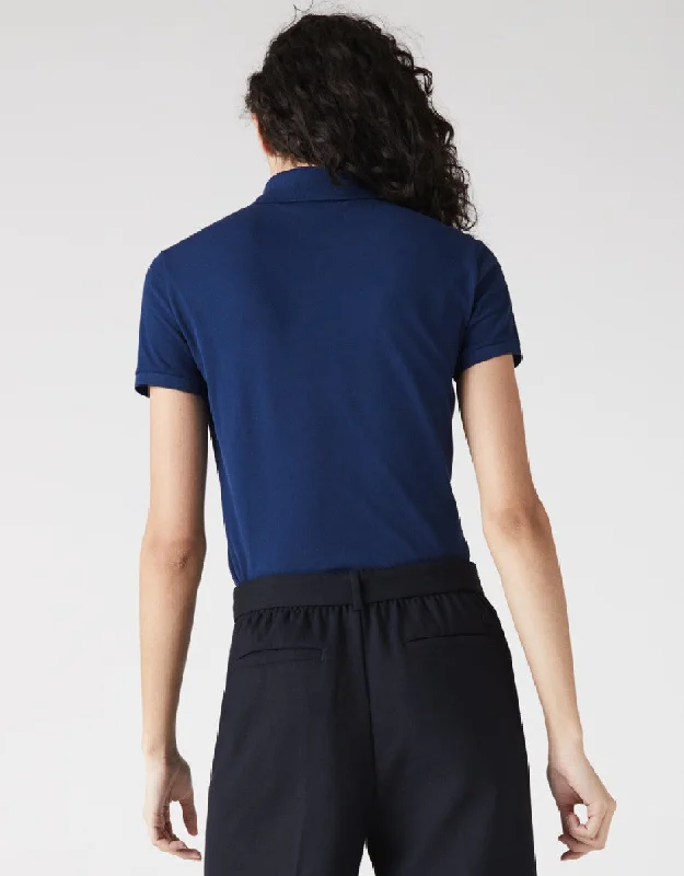 WOMEN'S STRETCH COTTON PIQUE POLO NAVY BLUE