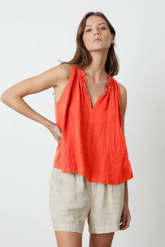 ZOEY LINEN V-NECK TANK TOP