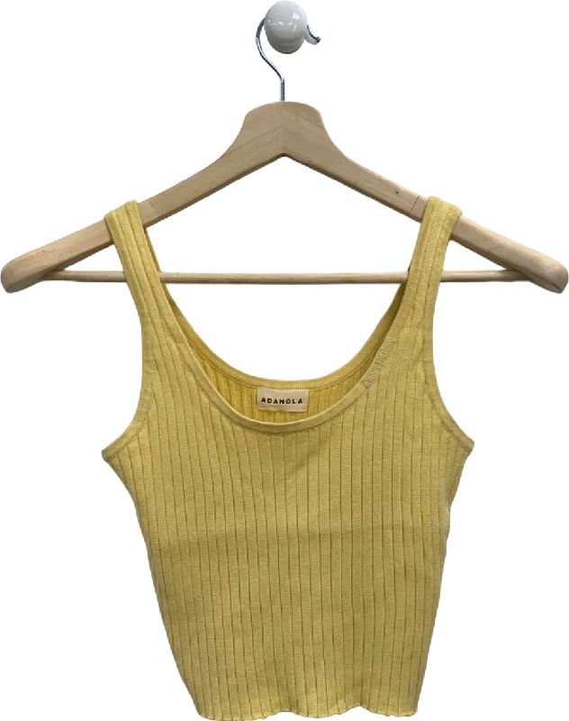 Adanola Yellow Ribbed Tank Top UK S