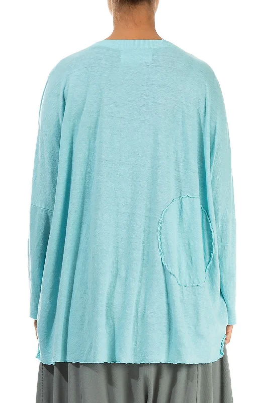 Boxy Bubble Décor Linen Jersey Blouse