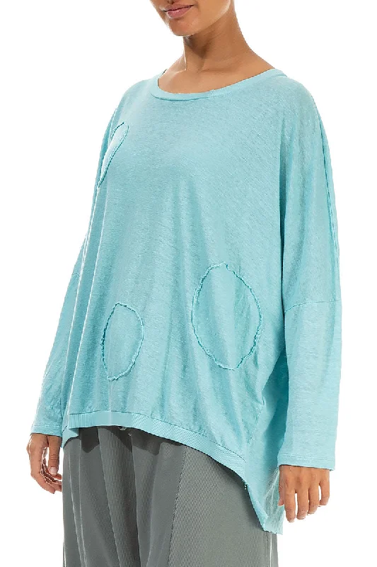 Boxy Bubble Décor Linen Jersey Blouse