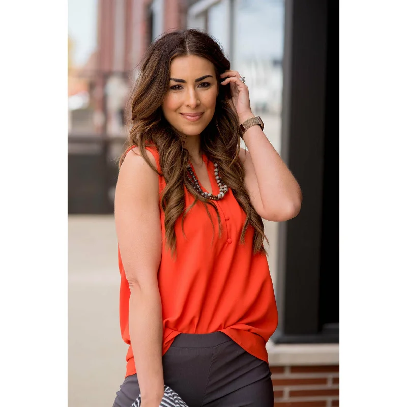 Button Top V-Neck Tank