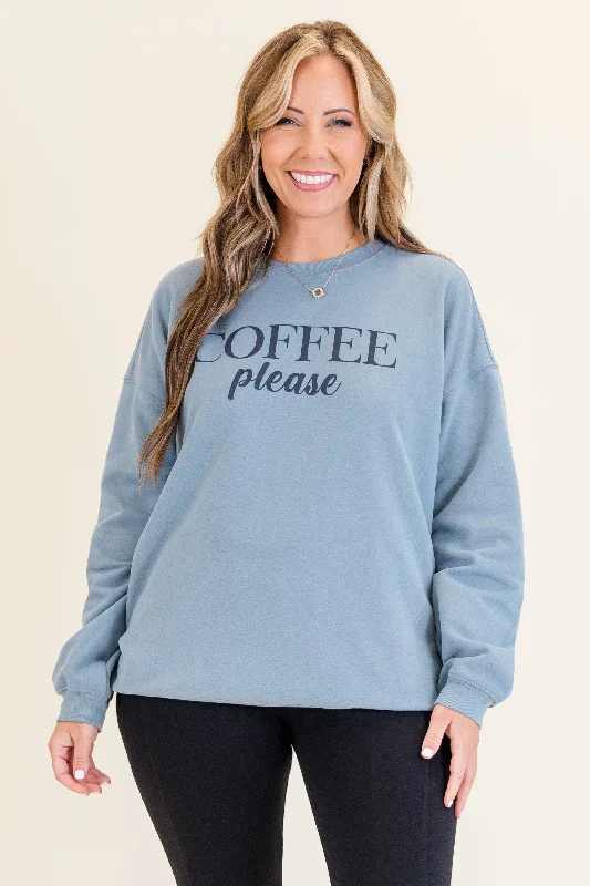 Coffee Please Pullover, Denim