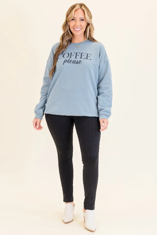 Coffee Please Pullover, Denim