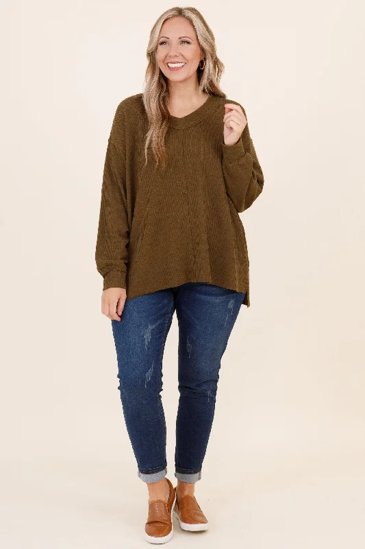 Cozy Textured Sweatshirt, Olive