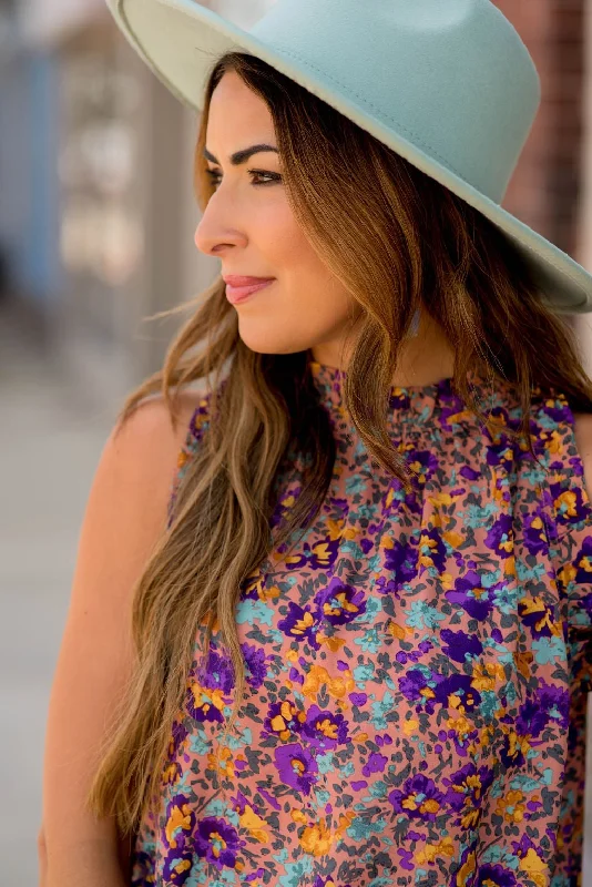 Floral Fun Ruffle Trim Tank