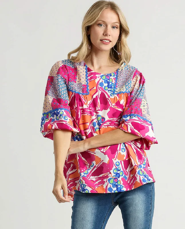 Floral Print Puff Sleeve Top