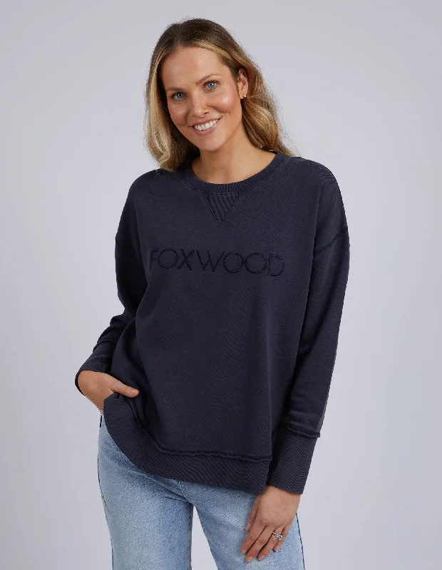 Foxwood Washed Simplified Crew Navy