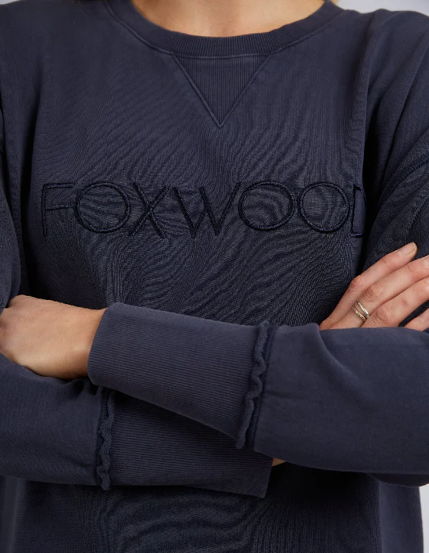 Foxwood Washed Simplified Crew Navy