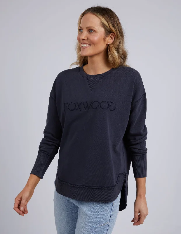 Foxwood Washed Simplified Crew Navy