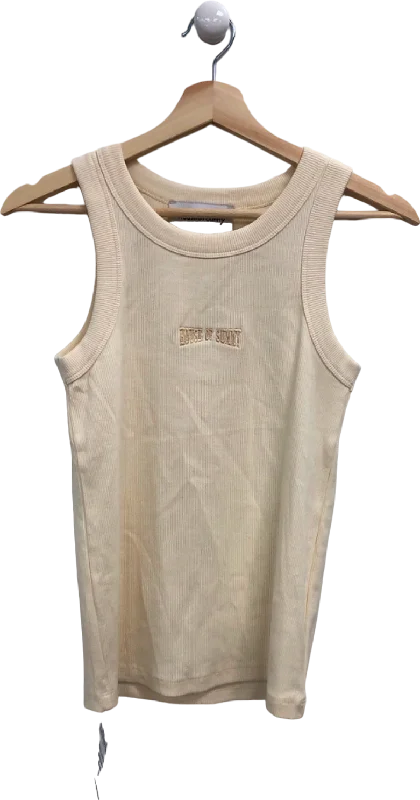 House of Sunny Cream Ribbed Tank Top S