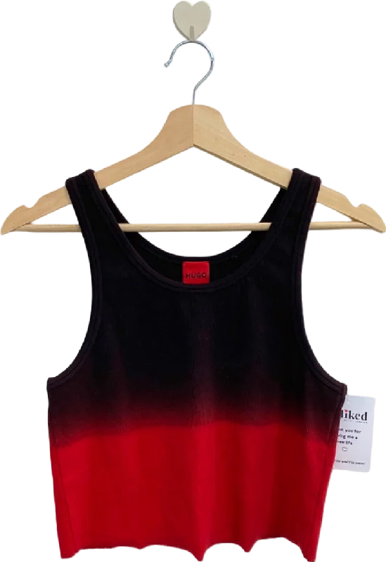 Hugo Black and Red Ombre Tank Top UK 8