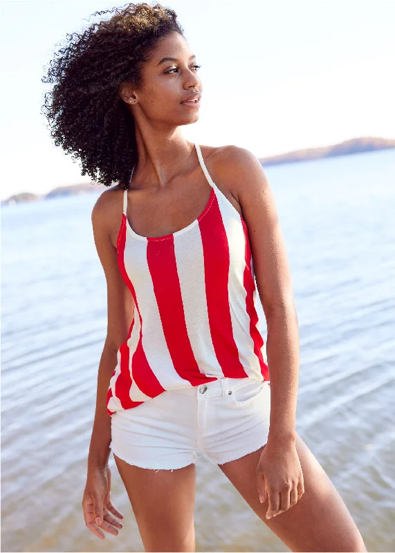 Strappy tank - Red & White