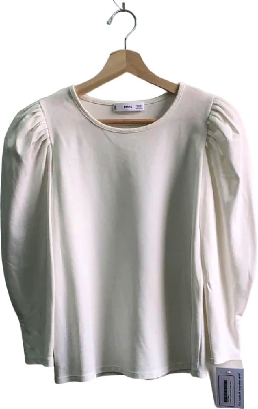 MNG White Puff Sleeve Top S