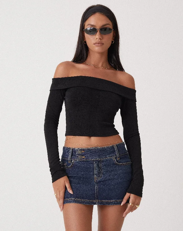 MOTEL X OLIVIA NEILL Nasari Crop Top in Crepe Black