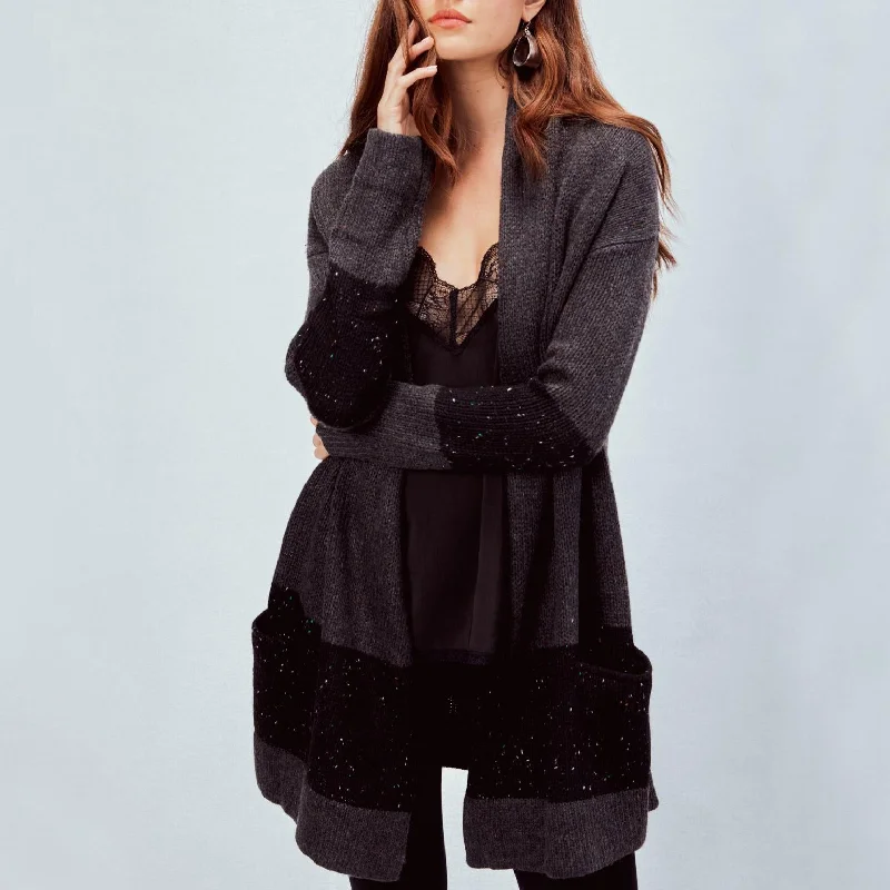 Open Cardigan (Charcoal/Black)