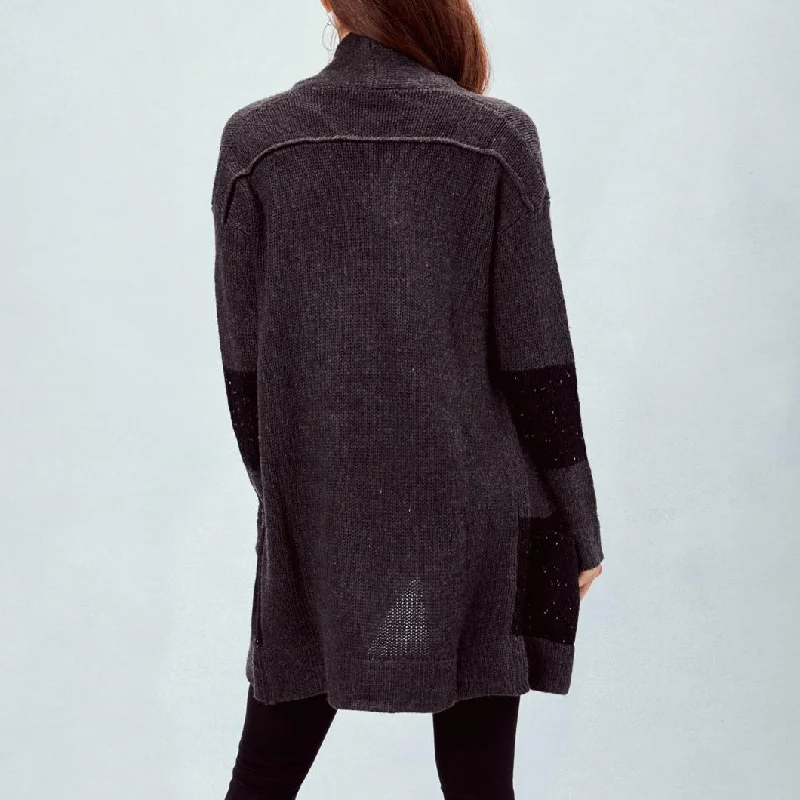 Open Cardigan (Charcoal/Black)