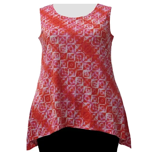 Orange Kaleidoscope Shark Bite Hem Tank Top Women's Plus Size Tank Top