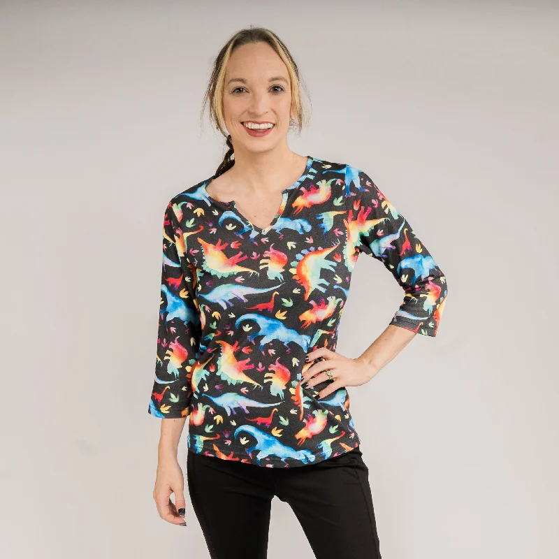 Rainbowsaurus Split Neck Tunic Top