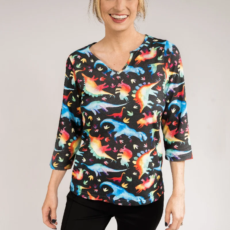 Rainbowsaurus Split Neck Tunic Top