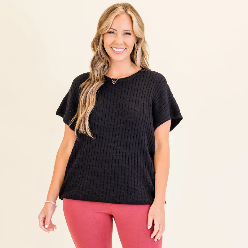 Ribbed Staple Sweater, Black