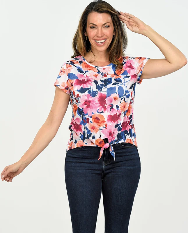 Grimsby Print Tie Front Top