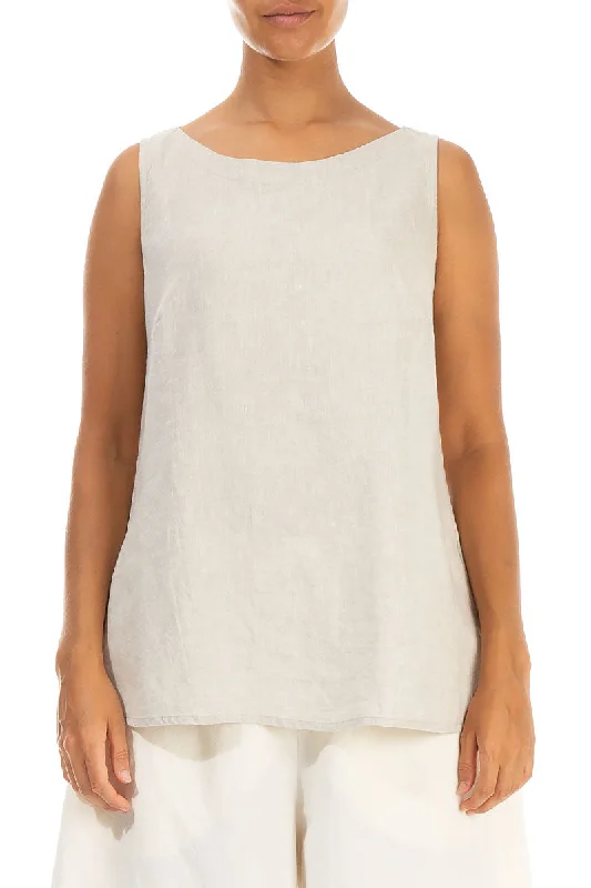 Sleeveless Natural Linen Blouse